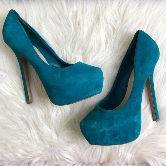 Steve Madden Turquoise Suede Platform Pumps - Picture 2 of 6